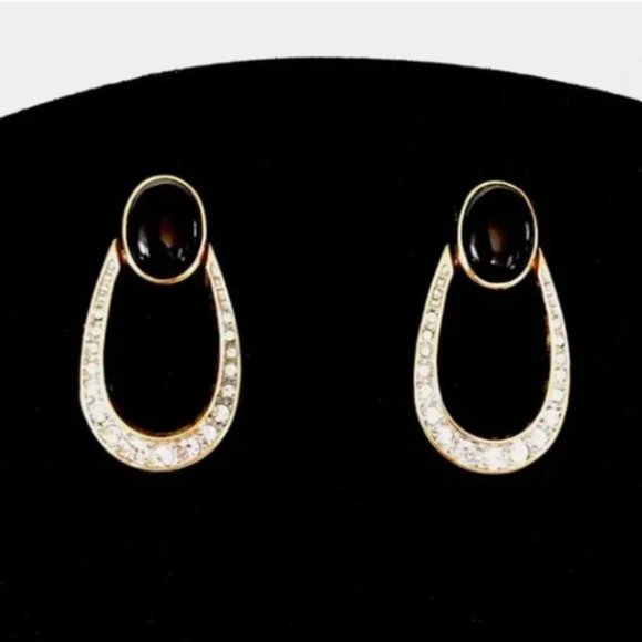 Vintage Fifth Avenue Collection - Black Onyx Sparkly Earrings - Picture 4 of 11